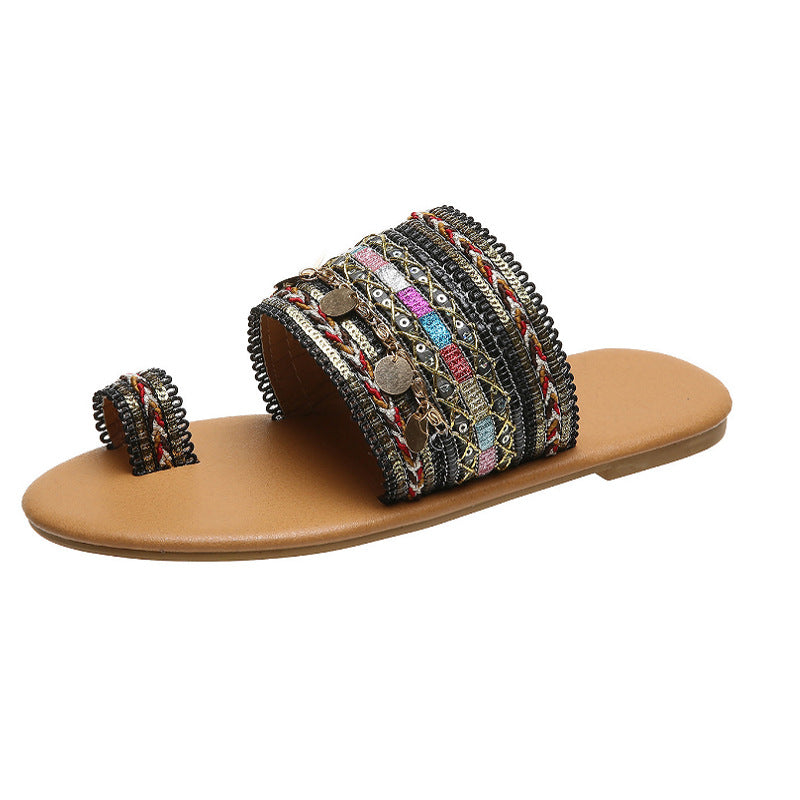 Women'S Flat Sandals Bohemian Toe Covering