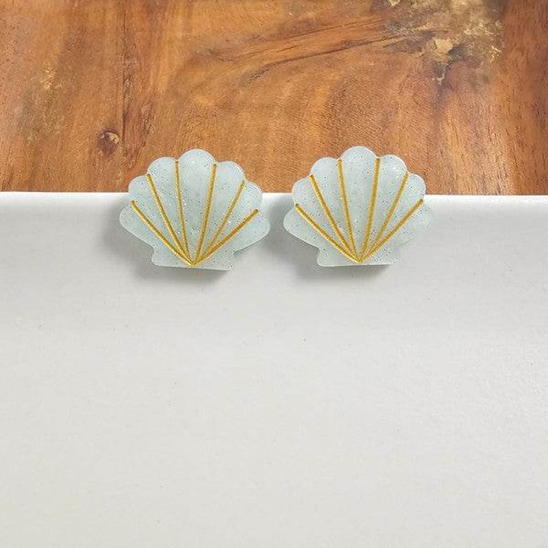Seashell Studs - Seafoam Pearl