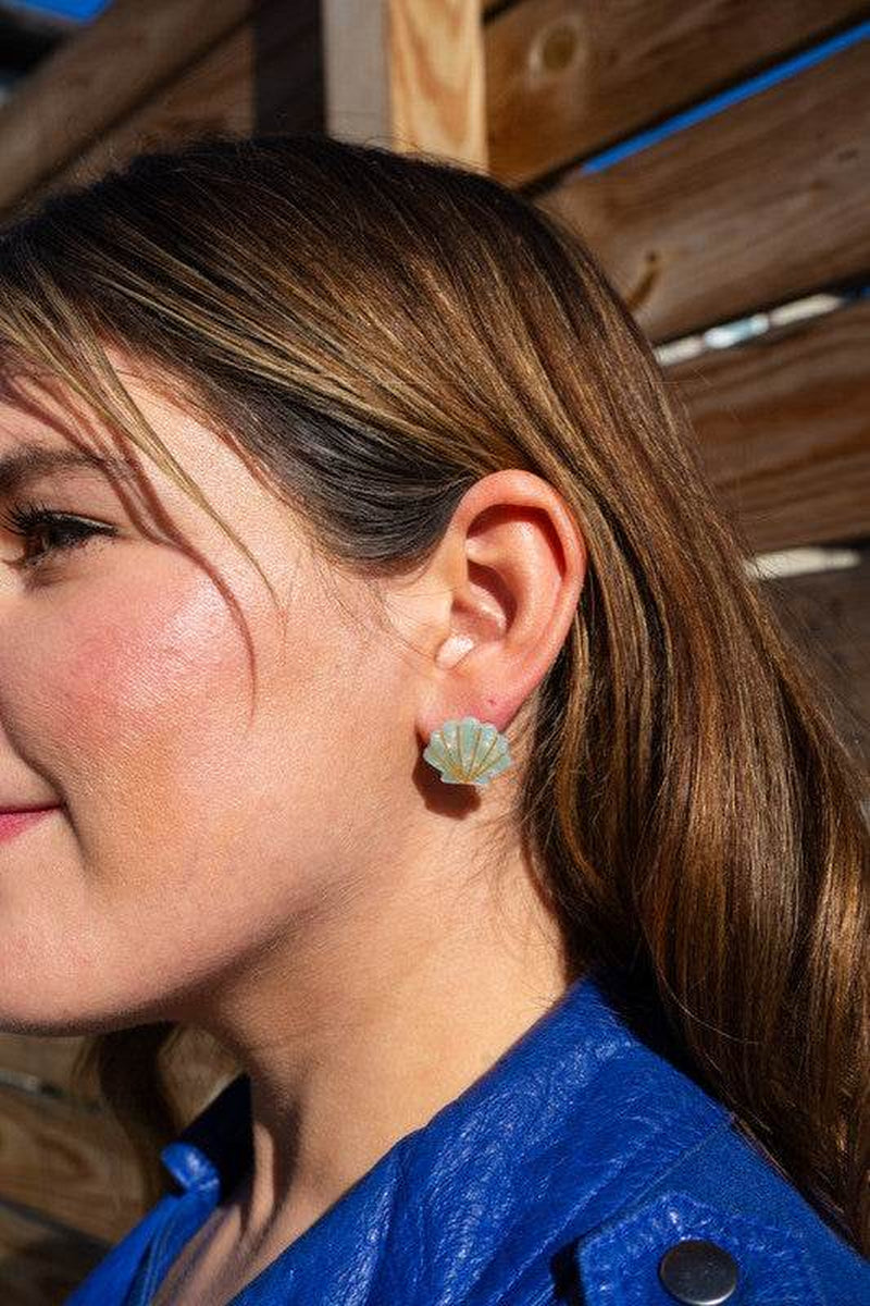 Seashell Studs - Seafoam Pearl