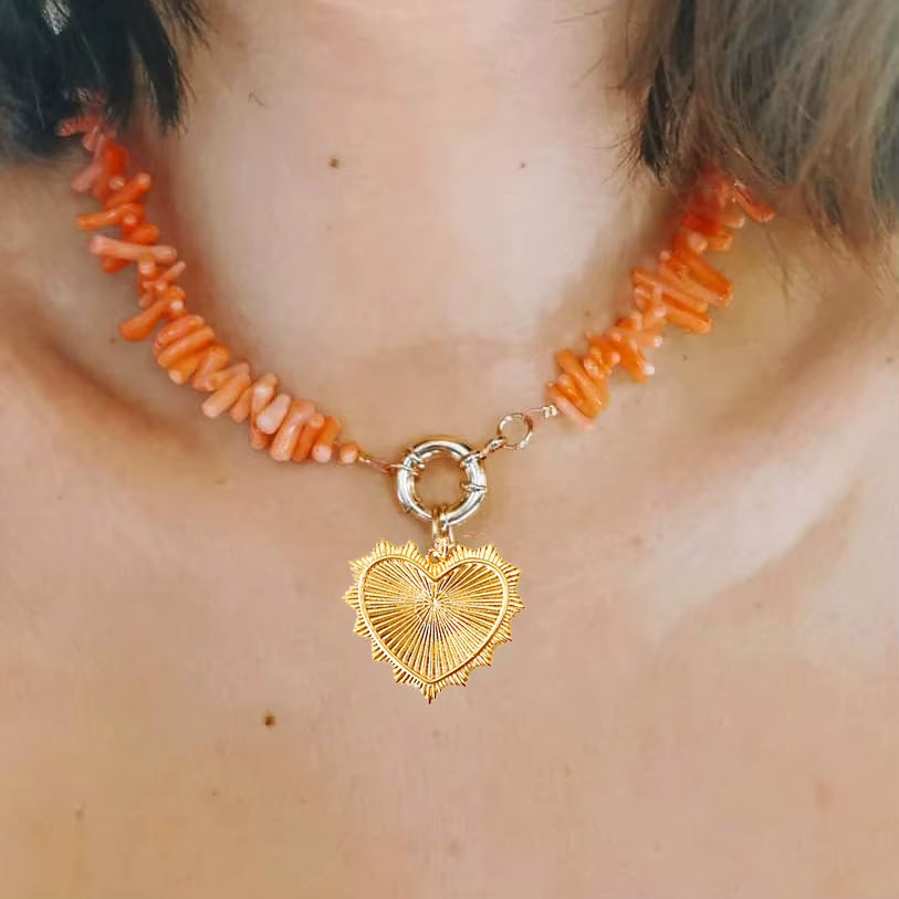 Bohemian Punk Red Coral Bead Big Baroque Freshwater Pearl Necklaces for Women Choker Necklace Party Jewelry Gift