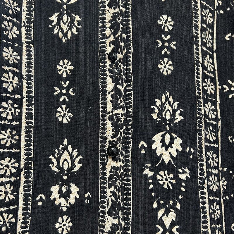 Women'S Elegant Printed Blouse - Flowy Boho Shirt with Lantern Sleeves & Lace Trim, Vintage Ethnic Style Loose Top for Spring&Fall