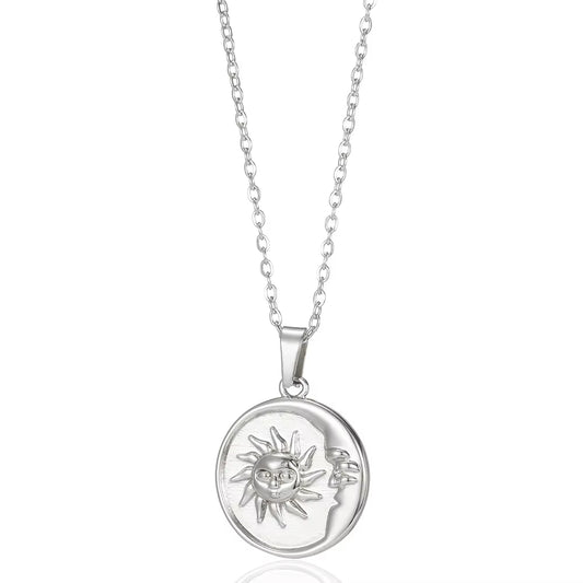 Stainless Steel Necklaces for Women Sun Moon Pendant Clavicle Chain Exquisite Bohemian Wedding Jewelry Gift Fashion Accessories