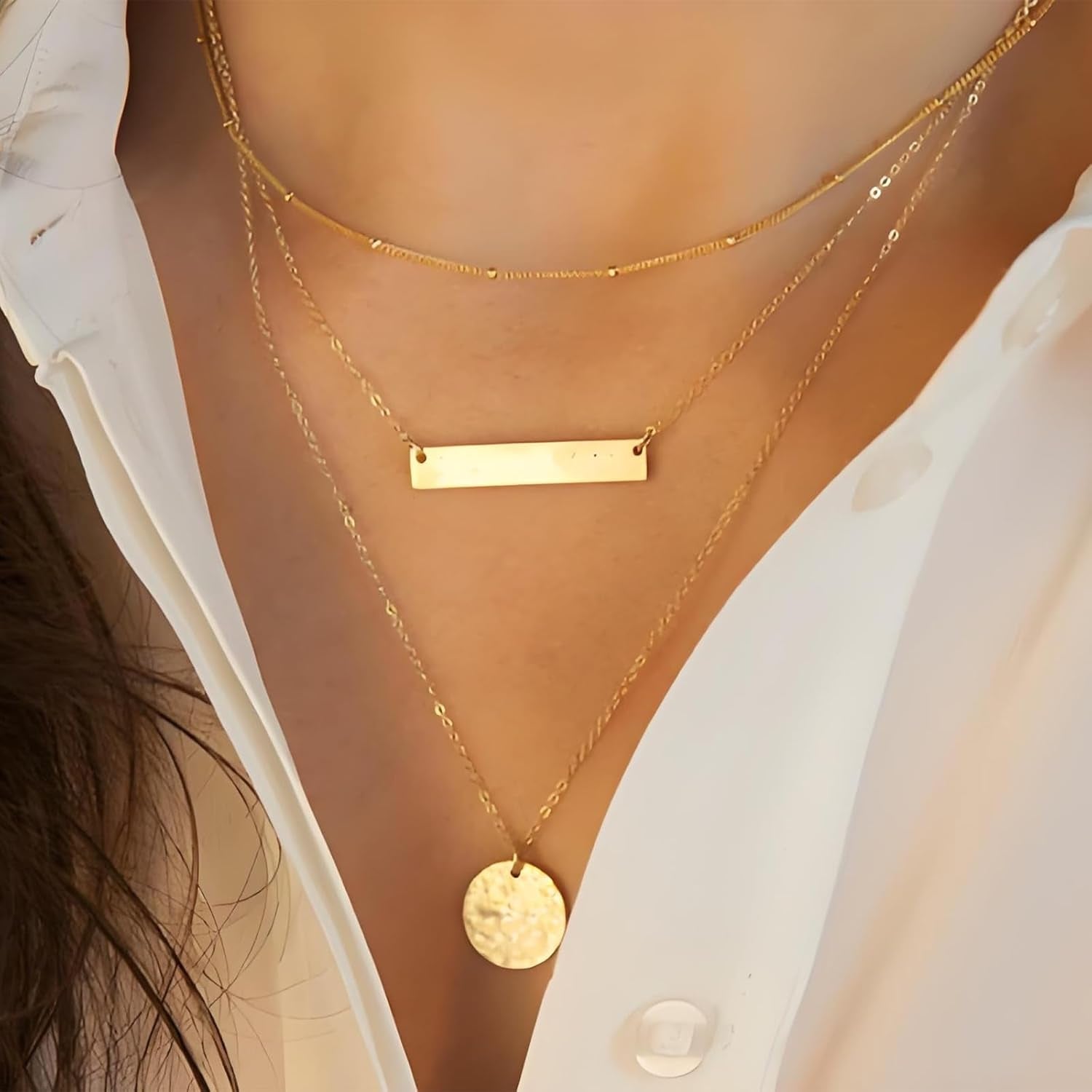 Layered Necklaces for Women Gold Necklace Pendant Layering Necklaces for Women Stack Dainty Necklace Gold Jewelry Set