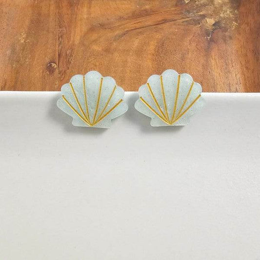 Seashell Studs - Seafoam Pearl