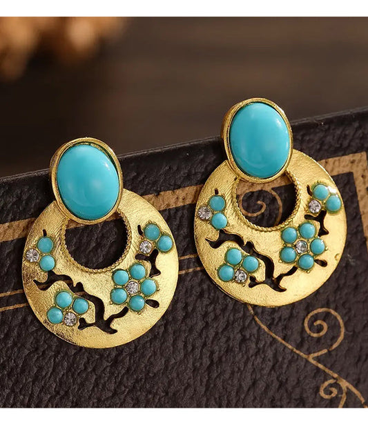BOHEMIAN STYLE FLOWER HOOP EARRING-0