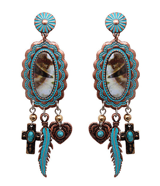 BOHEMIAN THEME MULTI CHARM DROP EARRING-0